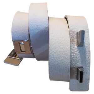 Worth Woman’s Belt Made in Italy White Leather Belt Silver Turn Lock